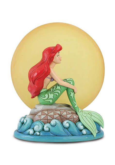 Ariel Sitting on Rock by Moon Statue | Little Mermaid Collectibles