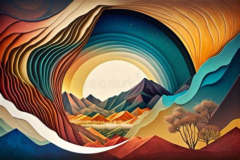 Nature-Inspired Digital Art - Organic Shapes and Harmonious Colors Stock Illustration ...