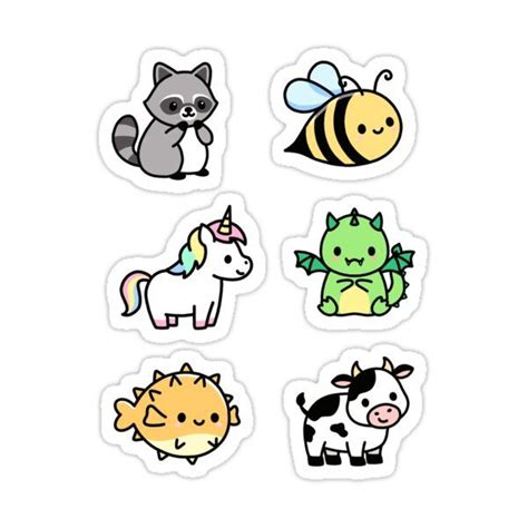 Cute Animal Sticker Pack 5 Sticker by littlemandyart | Pegatinas ...