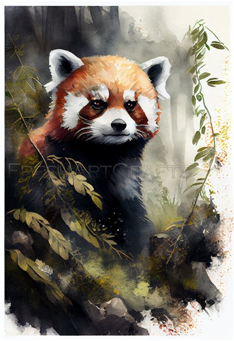 Red Panda Watercolor Art, Red Panda Painting, Red Panda Wall Art, Animal Home Decor, Digital ...