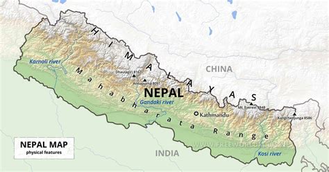 Nepal Physical Map