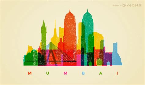 Colorful Mumbai Skyline Vector Download