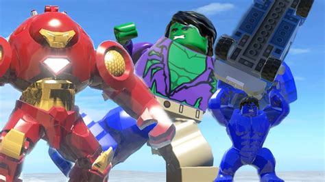 Blue Hulk (Transformation) Vs Hulk Buster - LEGO Marvel Super Heroes Games - YouTube