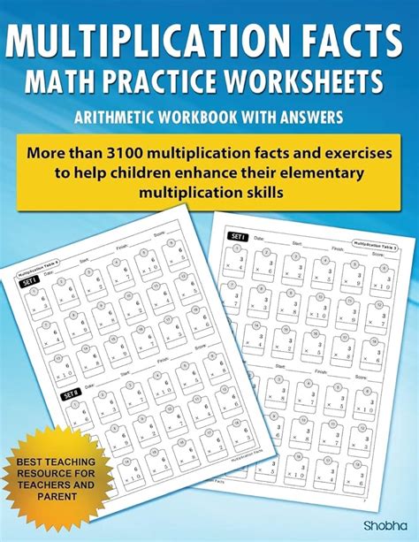 Multiplication Facts Math Worksheet Practice Arithmetic Workbook With Answers: Daily Practice ...