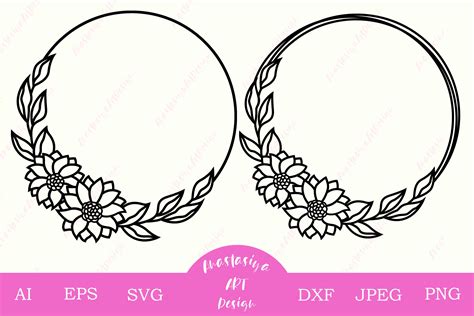 Visual Arts silhouette circle border svg floral frame svg svg files for cricut circle frame svg ...