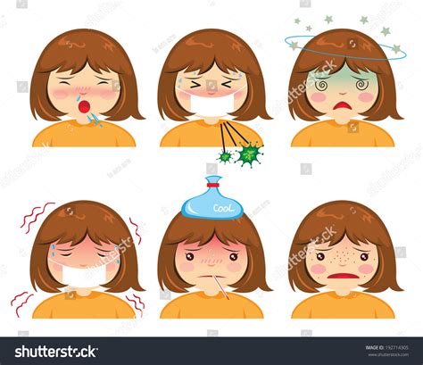 Cartoon Face Sickness, Cold Symptoms Of Girl Stock Vector 192714305 : Shutterstock