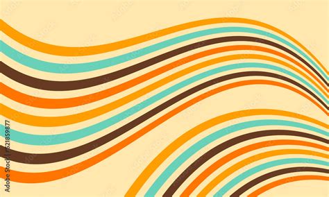 Abstract Retro Vintage 70s Wavy Lines Pattern Wallpaper Background Stock Vector | Adobe Stock