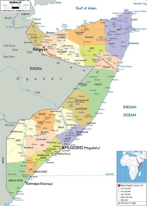 Large political and administrative map of Somalia with roads, cities and airports | Somalia ...