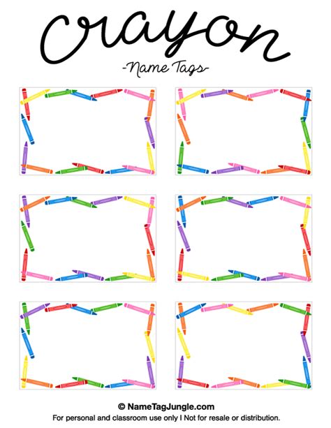 Printable Crayon Name Tags | Preschool name tags, Classroom name tags, Name tag for school