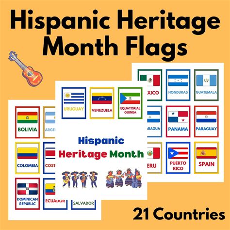 Hispanic Heritage Month Flags - 21 Countries - English and Spanish - Made By Teachers