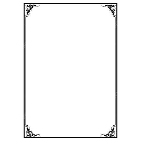 Floral Border A4 PNG Transparent, Simple Frame Black Border Floral A4 Paper, Border A4, Paper ...