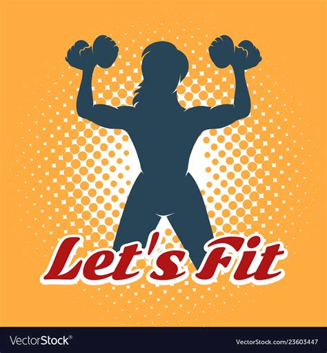 Fitness club emblem with slogan lets fit Vector Image