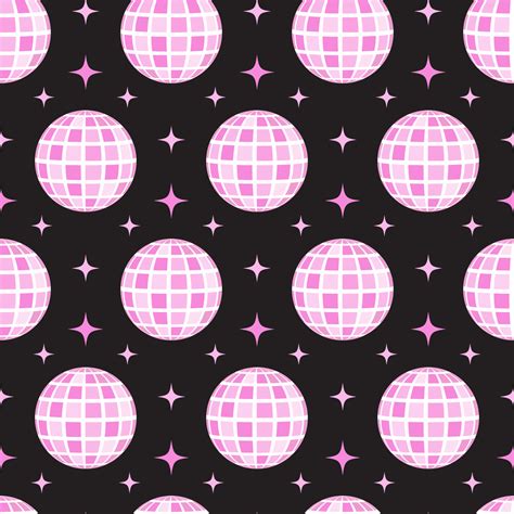 Pink groovy disco ball seamless pattern. Cute girly background in retro style. 11160814 Vector ...