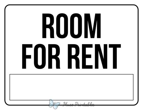 Printable Black and White Room For Rent Sign