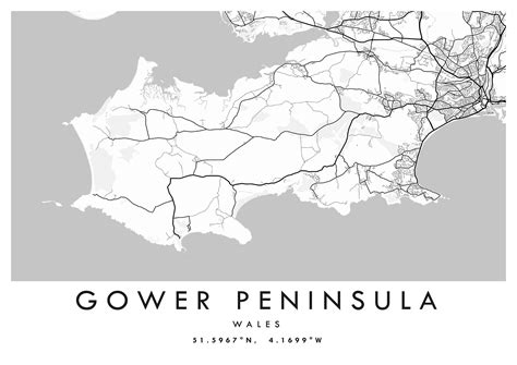 Gower Peninsula Map Print Gower Poster Print Gower City Map | Etsy