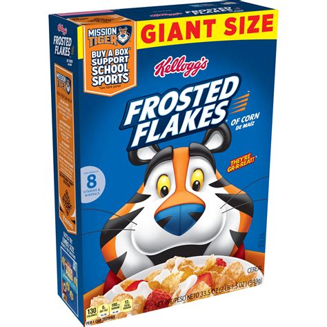 Kellogg's Frosted Flakes Breakfast Cereal, 8 Vitamins and Minerals ...