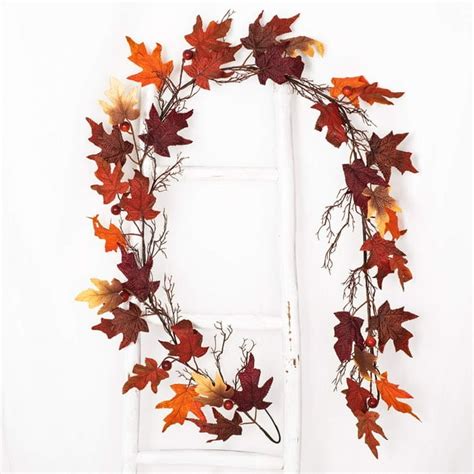 Coolmade 1 Pack Fall Maple Leaf Garland - 6Ft Artificial Foliage ...