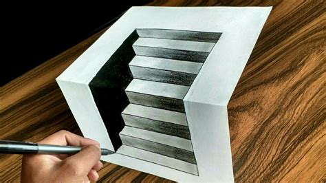 3D Stairs - How To Draw Easy 3D Stairs Optical Illusion - YouTube