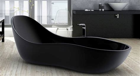 Black Bathtubs for Modern Bathroom Ideas with Freestanding Installation