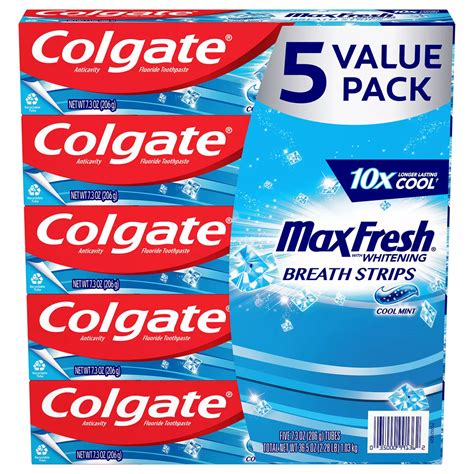 Colgate Max Fresh Toothpaste, Cool Mint, 7.3 oz, 5 pack