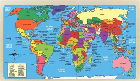 World Map Puzzle Naming the Countries and Their Geographical Location ...