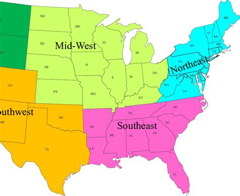 Geographic regions of the USA. Map © MapResources.com. | Download ...