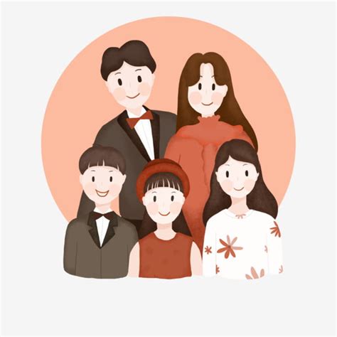 A Family Of Five Family Portrait Reunion Cartoon, Character, Free, Festive 2019 PNG Transparent ...