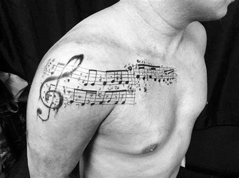 50 Music Staff Tattoo Designs For Men - Musical Pitch Ink Ideas