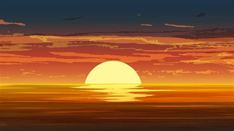 Ocean sunset with orange sky 4511453 Vector Art at Vecteezy