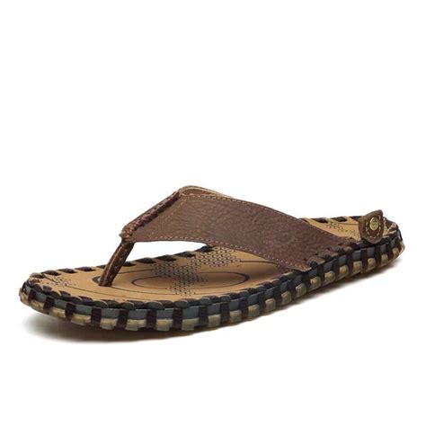 Breathable Leather Flip-flops Are Popular in Men's Casual | Etsy