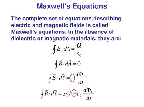 PPT - Maxwell’s Equations and Electromagnetic Waves PowerPoint Presentation - ID:3685470