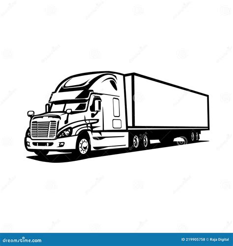 Silhouette Of Semi Truck Vector In White Background | CartoonDealer.com #213743749