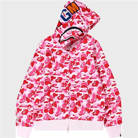 Pink Color Camo Sharl Full Bape Hoodie - Jacketpop