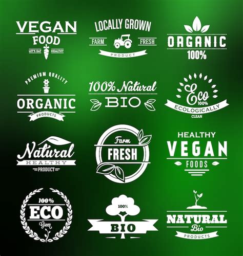 Free Vector | Vegan food labels collection