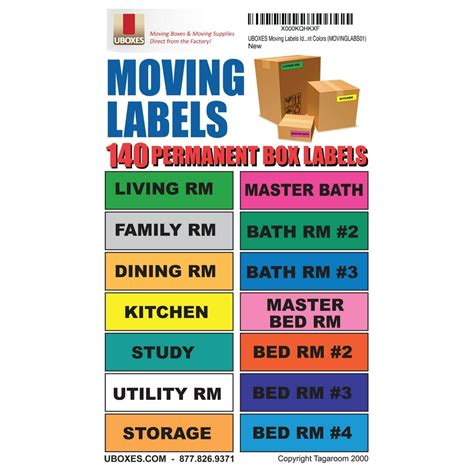 uBoxes Multi-Colored Moving Labels Identify Moving Box Contents 140 Labels, 14 Different ...