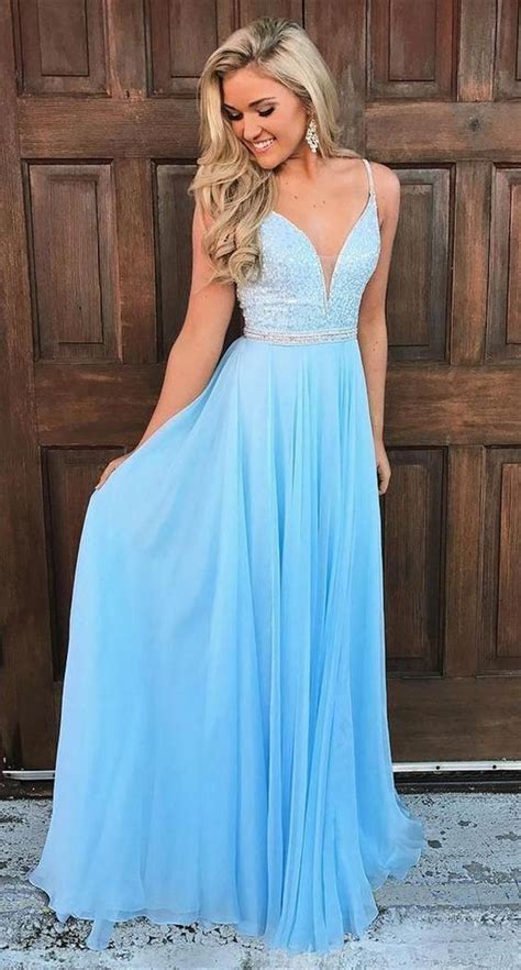 Sky Blue Prom Dress Beaded Bodice, Evening Dress ,Winter Formal Dress, Pageant Dance Dresses ...