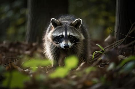 Premium AI Image | Curious Raccoon Investigating its North American Habitat