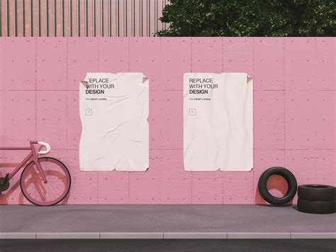 Free Glued Street Poster Mockup (PSD)