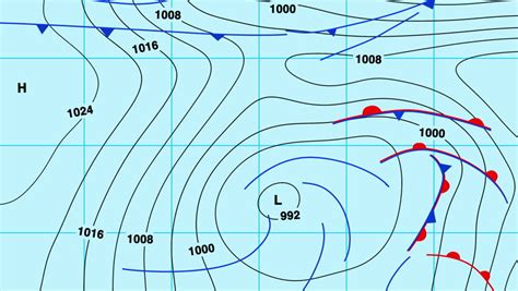 Animated Weather Forecast Map With Isobars, Cold And Warm Fronts, High And Low Pressure Systems ...