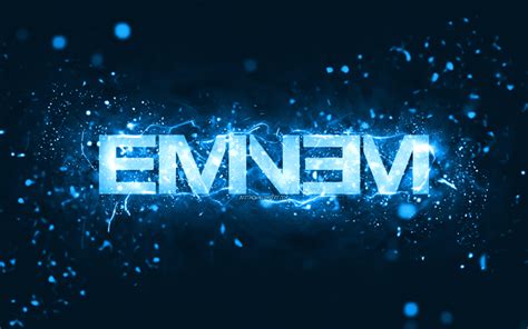 Download wallpapers Eminem blue logo, 4k, american rapper, blue neon lights, creative, blue ...