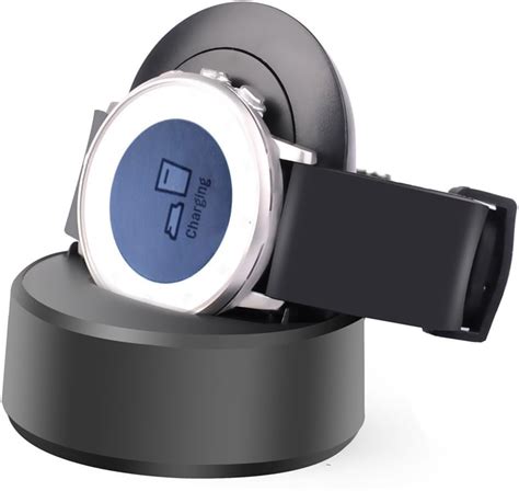 Pebble Time Round Charger, Rerii Charger Cradle Dock, Charging Station for Pebble Time Round ...