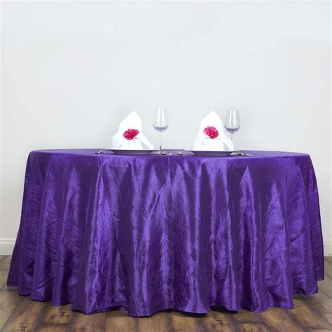 Purple 117" Crinkle Taffeta Round Tablecloth | Tablecloths Factory – tableclothsfactory.com