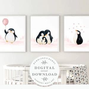 Pink Penguin Nursery Decor Nursery Decor Baby Decor Nursery - Etsy