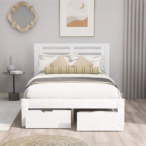 Piscis Platform Bed Frame with Drawers, Wooden Bed Frame Modern Full-Size Platform Bed Frame ...