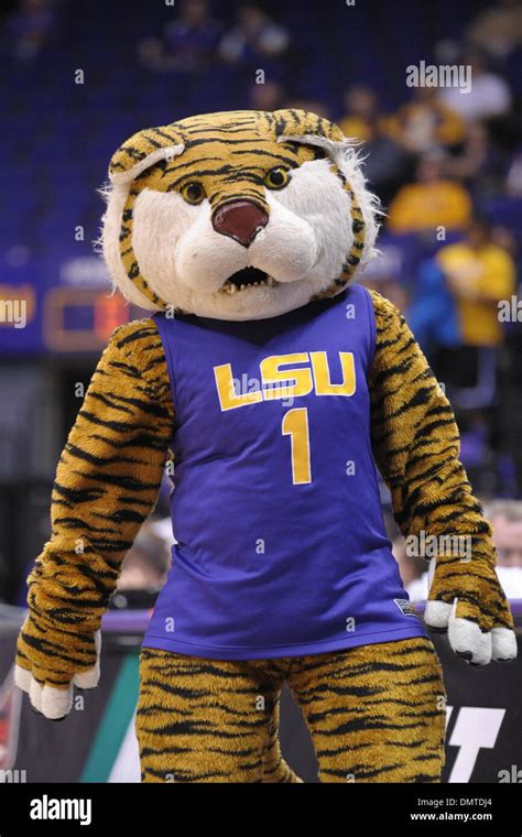 LSU mascot ''Mike the Tiger'' works the crowd during the second game of ...