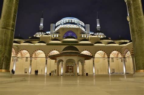 Premium Photo | Camlica mosque view of illuminated building in city at night