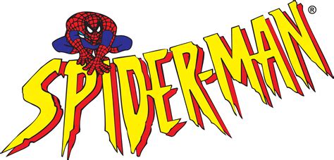 the logo for spider - man is shown in yellow and red letters with an image of a