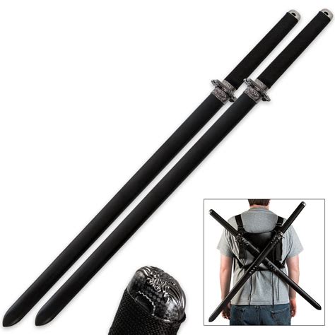 Modern Ninja Two Piece Fantasy Sword Set With Harness | BUDK.com - Knives & Swords At The Lowest ...