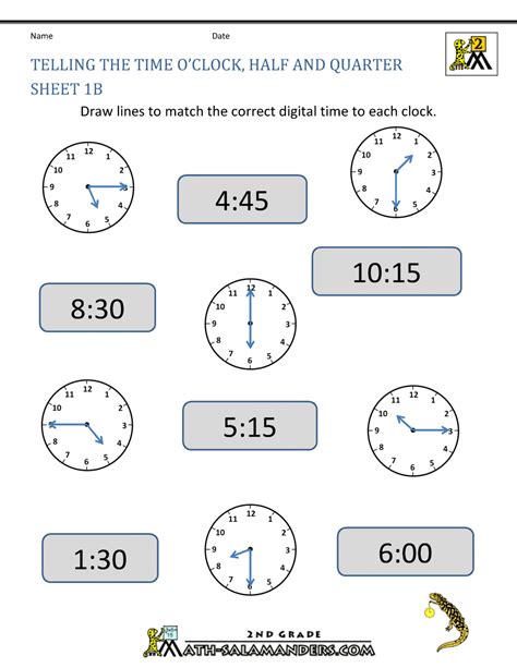 Time Worksheet O'clock, Quarter, and Half past