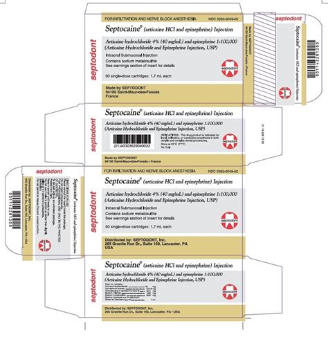 Septocaine: Package Insert - Drugs.com